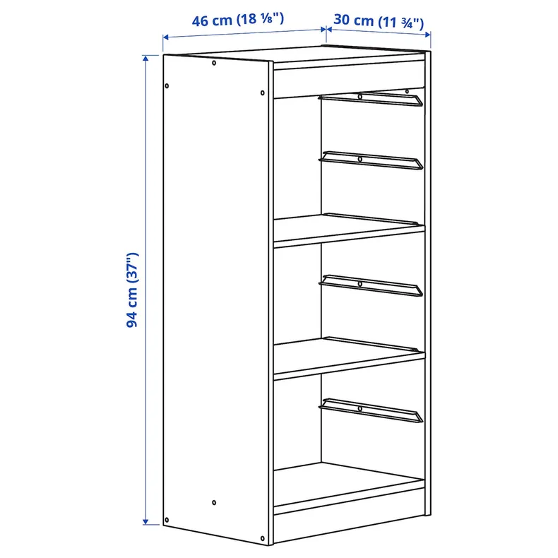 IKEA TROFAST ТРУФАСТ, комбінація для зберігання і полиці, сірий, 46x30x94 см фото №3