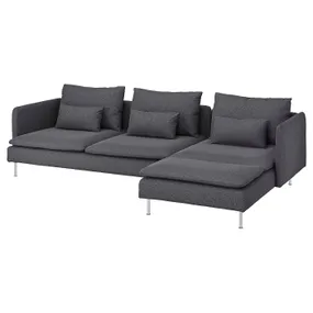 IKEA SÖDERHAMN СЕДЕРХАМН, 4-місний диван із кушеткою, Гарматний середньо-сірий 295.280.96 фото
