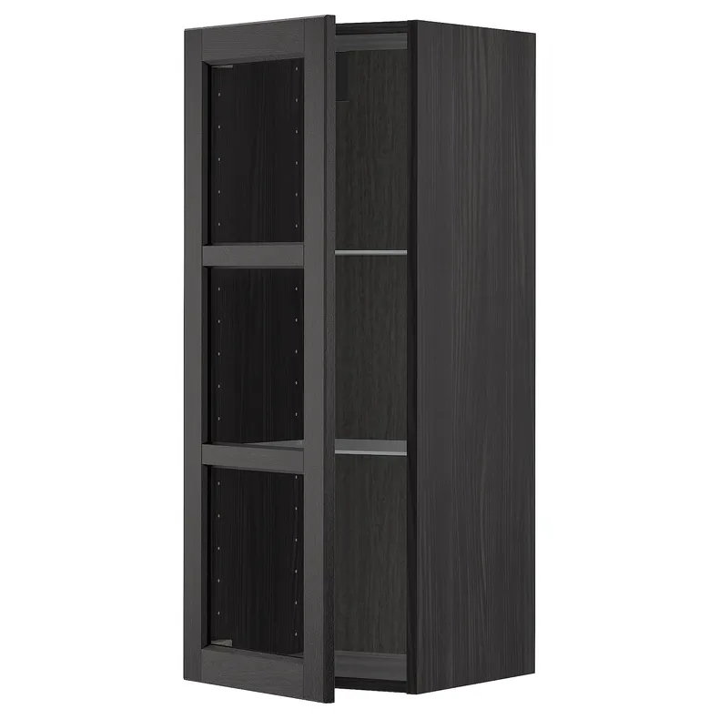 IKEA METOD МЕТОД, навесной шкаф / полки / стеклян дверца, черный / Лерхиттан с черными пятнами, 40x100 см 594.668.55 фото №1