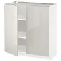 IKEA METOD МЕТОД, підлогова шафа з полицями / 2 дверцят, білий / Ringhult світло-сірий, 80x37 см 494.574.27 фото