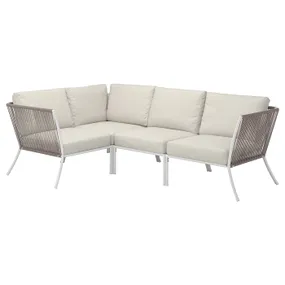 IKEA SEGERÖN СЕГЕРЕН, кутовий диван, 3-місний, зовнішній білий/бежевий/бежевий Фрессон/Дувхольмен 895.051.72 фото