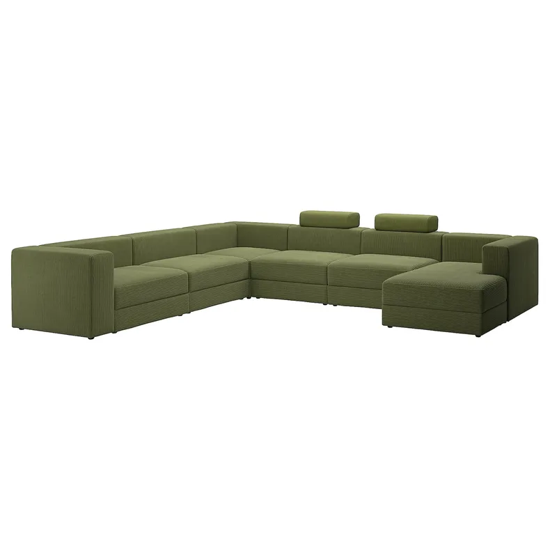 IKEA JÄTTEBO ЭТТЕБО, 7-местный п-образный диван, с кушеткой, справа с подголовником / Самсала темно-желто-зеленая 895.106.06 фото №1
