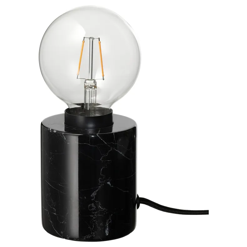 IKEA MARKFROST МАРКФРОСТ / LUNNOM ЛУННОМ, настольная лампа с лампочкой, Черный мрамор / прозрачная сфера 594.944.48 фото №1