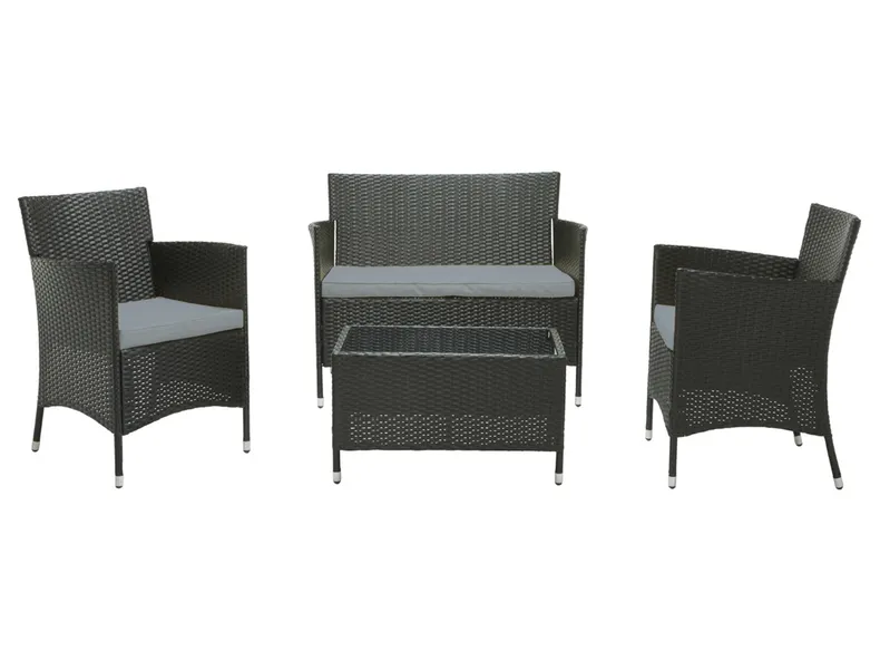 BRW Комплект садовой мебели Lisbon из техноротанга стол диван + 2 кресла с подушками 091650 фото №1