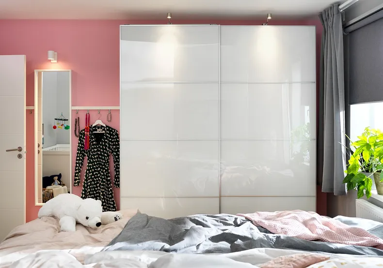 IKEA FÄRVIK ФЕРВІК, 4 панелі для рами розсувних дверцят, біле скло, 100x236 см 702.503.16 фото №2