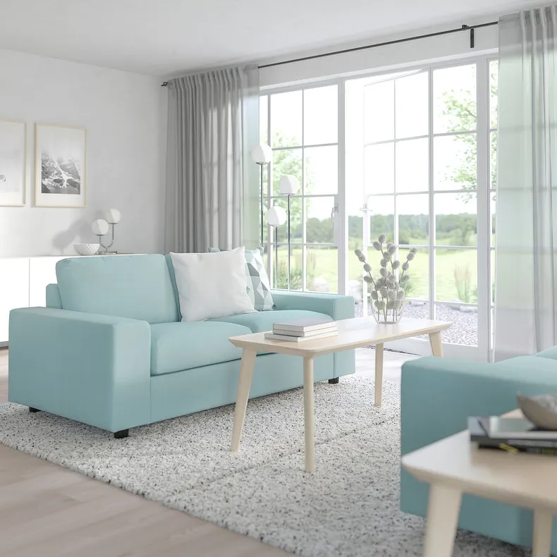 IKEA VIMLE ВИМЛЕ, 2-местный диван, с широкими подлокотниками / Саксемара светло-голубой 994.005.51 фото №2