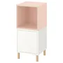 IKEA EKET ЭКЕТ, комбинация шкафов с ножками, белый бледно-розовый / дерево, 35x35x80 см 894.301.67 фото