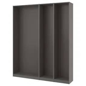 IKEA PAX ПАКС, 3 каркаси гардероба, темно-сірий, 200x35x236 см 394.321.83 фото