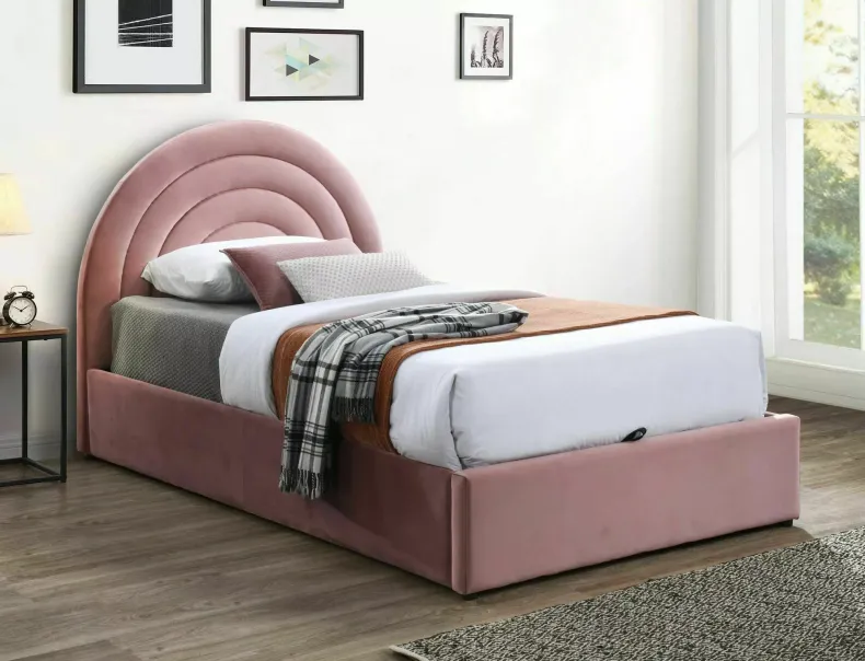 Кровать односпальная SIGNAL Polly Velvet 120x200 см, античный розовый фото №2