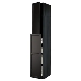 IKEA METOD МЕТОД / MAXIMERA МАКСИМЕРА, высокий шкаф / выдвижн секция / 1дв / 4ящ, черный / Лерхиттан с черными пятнами, 40x60x240 см 094.669.90 фото