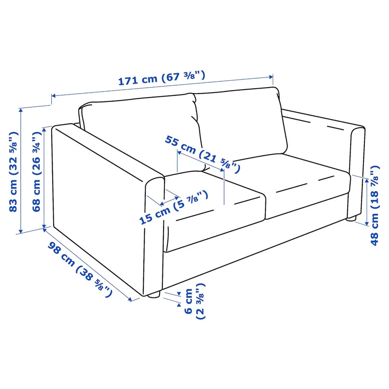 IKEA VIMLE ВІМЛЕ, 2-місний диван, Горбистий бежевий 194.342.82 фото №6