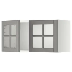IKEA METOD МЕТОД, навесной шкаф / 2стеклянные дверцы, белый / бодбинский серый, 80x40 см 993.950.31 фото