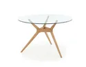Стекляный стол кухонный HALMAR ASHMORE 120x77 см, столешница - прозрачная, ножка - натуральная фото thumb №1