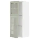 IKEA METOD МЕТОД, навесной шкаф / полки / 2стеклян двери, белый / светло-зеленый, 40x100 см 894.863.76 фото thumb №1