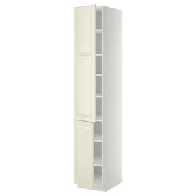 IKEA METOD МЕТОД, высокий шкаф с полками / 2 дверцы, белый / бодбинские сливки, 40x60x220 см 694.634.70 фото
