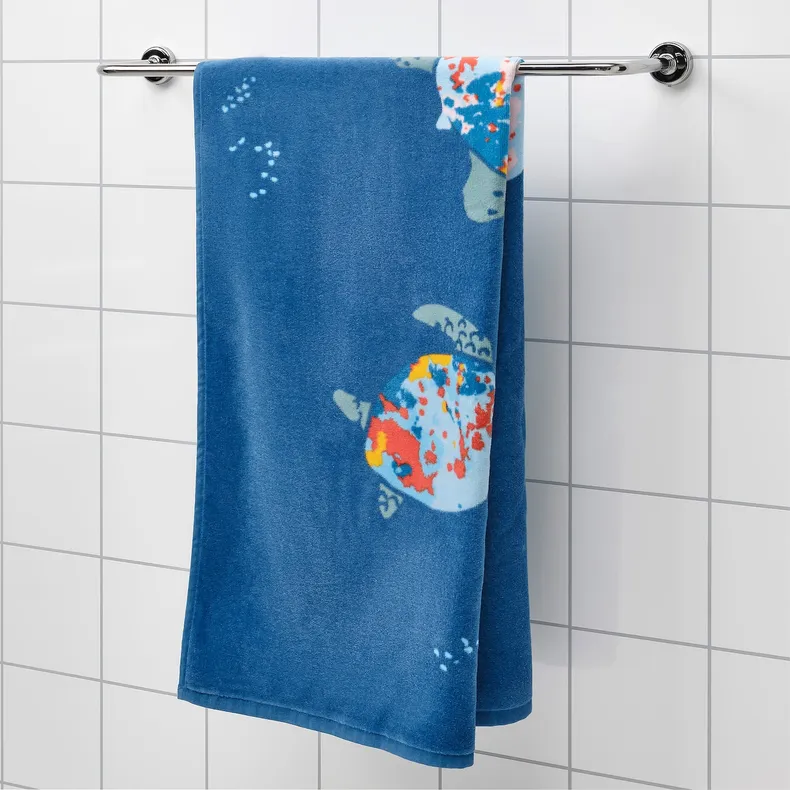 IKEA BLÅVINGAD БЛОВІНГАД, банний рушник, орнамент черепаха/темно-синій, 70x140 см 605.340.66 фото №3