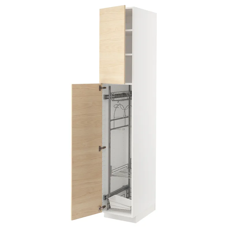 IKEA METOD МЕТОД, висока шафа із приладд д / прибирання, білий / АСКЕРСУНД під світлий ясен, 40x60x220 см 294.604.02 фото №2