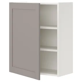 IKEA ENHET ЕНХЕТ, настінн шафа з 2 поличками / дверцят, біла / сіра рамка, 60x32x75 см 993.209.79 фото