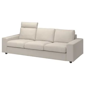 IKEA VIMLE ВИМЛЕ, 3-местный диван, с подголовником с широкими подлокотниками / бежевый с пунцовым оттенком 794.013.30 фото