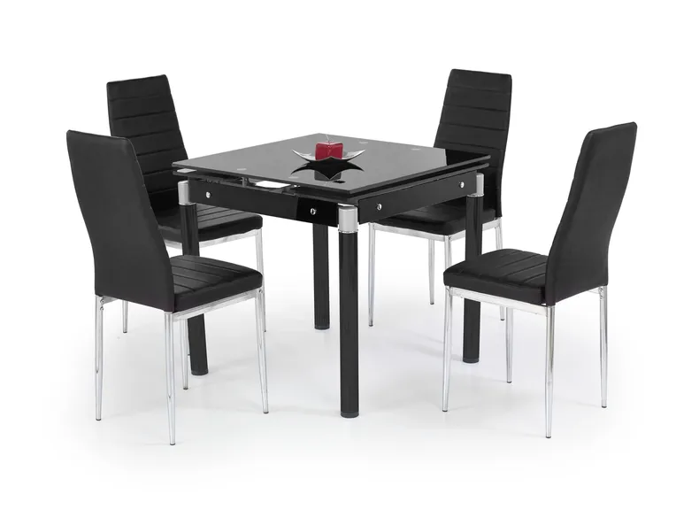 Обідній стіл розкладний HALMAR KENT 80-130x80 см чорний, пофарбована сталь фото №1