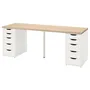 IKEA LAGKAPTEN ЛАГКАПТЕН / ALEX АЛЕКС, письмовий стіл, дуб, біла морилка / білий, 200x60 см 494.176.53 фото