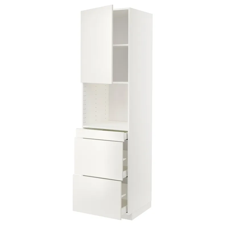 IKEA METOD МЕТОД / MAXIMERA МАКСИМЕРА, высокий шкаф д / СВЧ / дверца / 3ящика, белый / белый, 60x60x220 см 194.608.84 фото №1