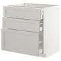 IKEA METOD МЕТОД / MAXIMERA МАКСИМЕРА, напольный шкаф с 3 ящиками, белый / светло-серый, 80x60 см 992.742.32 фото