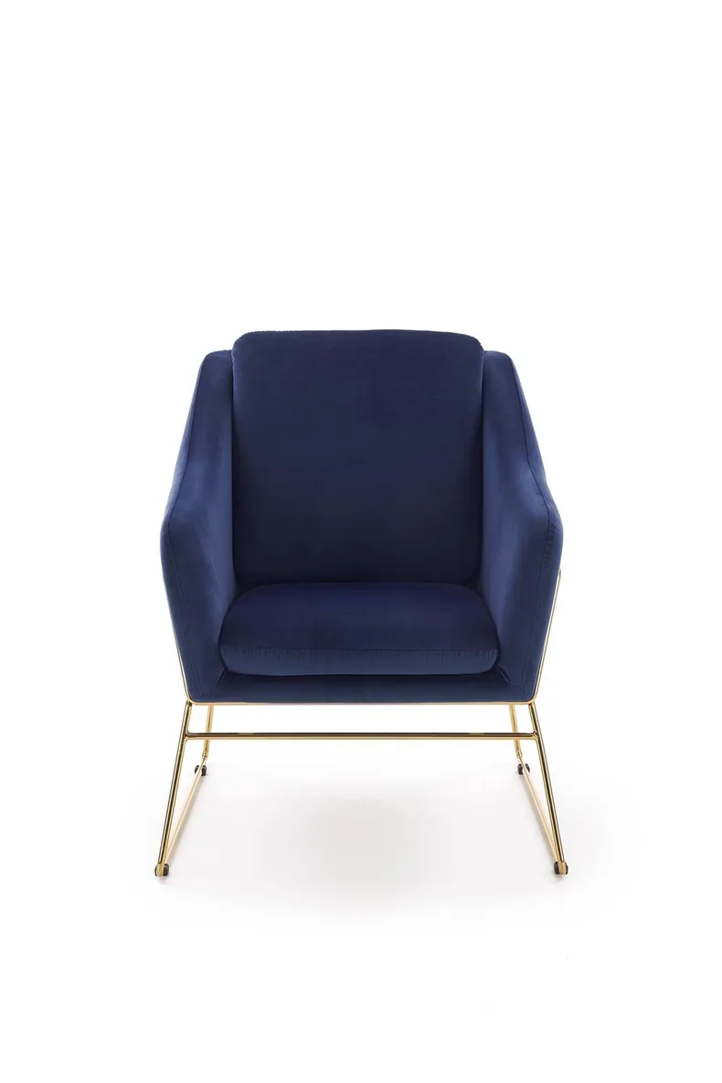 Крісло м'яке HALMAR SOFT 3 золотий каркас, темно-синій фото №4
