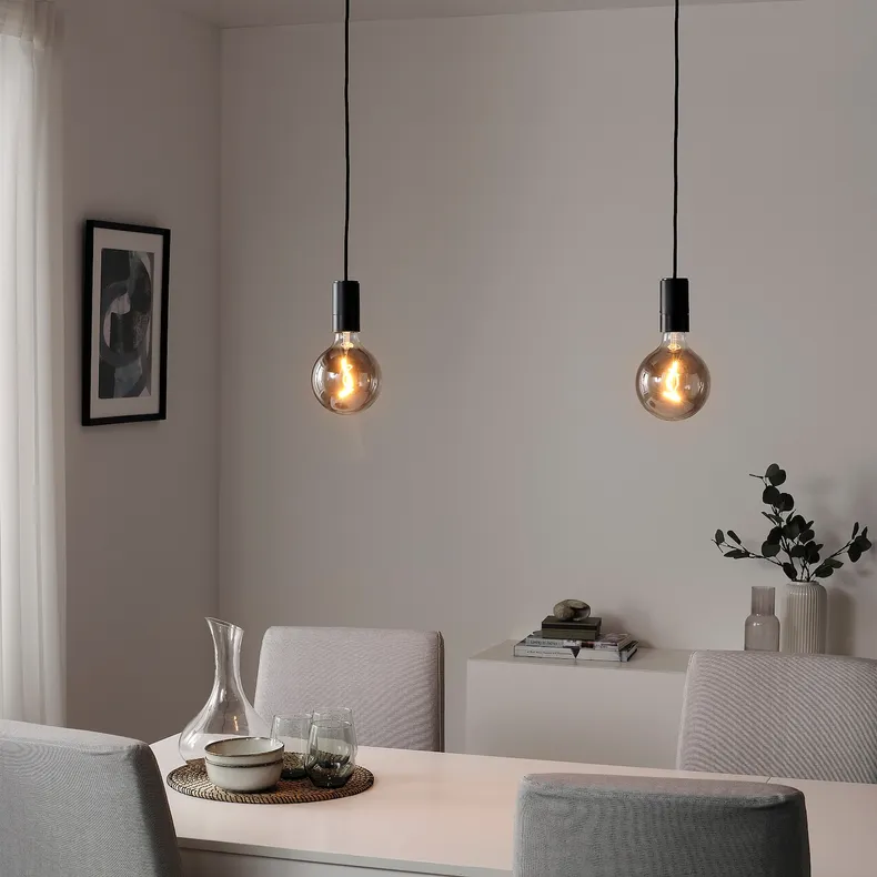 IKEA MOLNART МОЛНАРТ, светодиодная лампочка E27 140 лм, сфера серая прозрачное стекло, 125 мм 205.134.81 фото №5