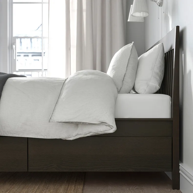 IKEA IDANÄS ІДАНЕС, каркас ліжка з відділ д / зберігання, темно-коричневий морилка, 160x200 см 904.588.67 фото №4