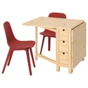 IKEA NORDEN НОРДЕН / ODGER ОДГЕР, стол и 2 стула, берёза / красный, 26 / 89 / 152 см 494.407.43 фото thumb №1
