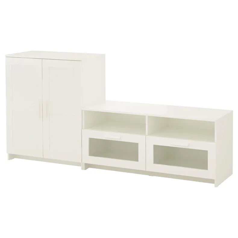 IKEA BRIMNES БРИМНЭС, шкаф для ТВ, комбинация, белый, 200x41x95 см 591.843.37 фото №1