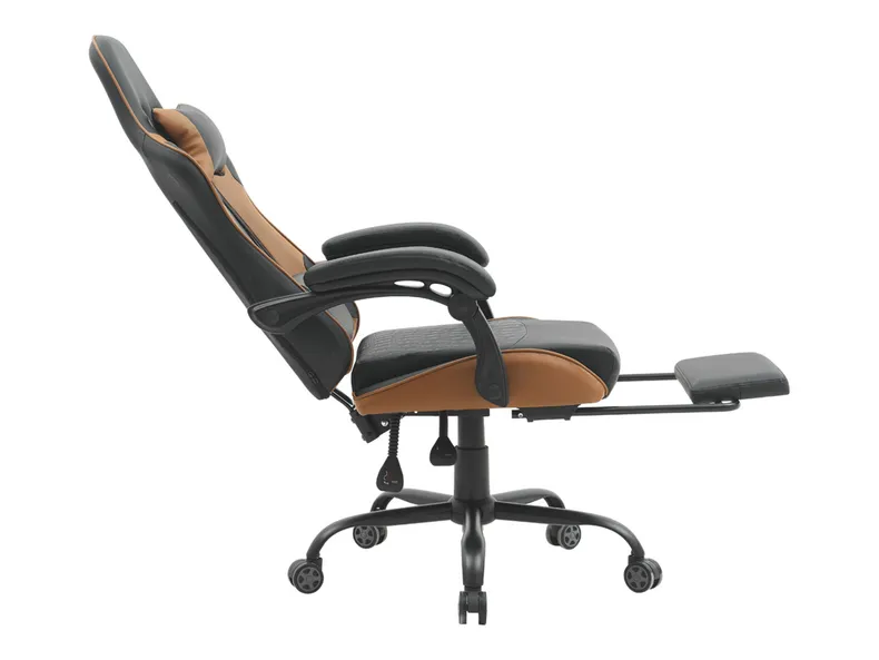 BRW Игровое кресло G-Turbo с подушками черного и коричневого цвета OBR_GAM-G_TURBO-CZARNO_BRAZ фото №2