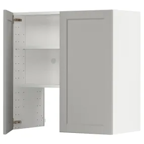 IKEA METOD МЕТОД, настінн шаф д / витяжки з полиц / дверц, білий / світло-сірий Lerhyttan, 80x80 см 395.043.49 фото