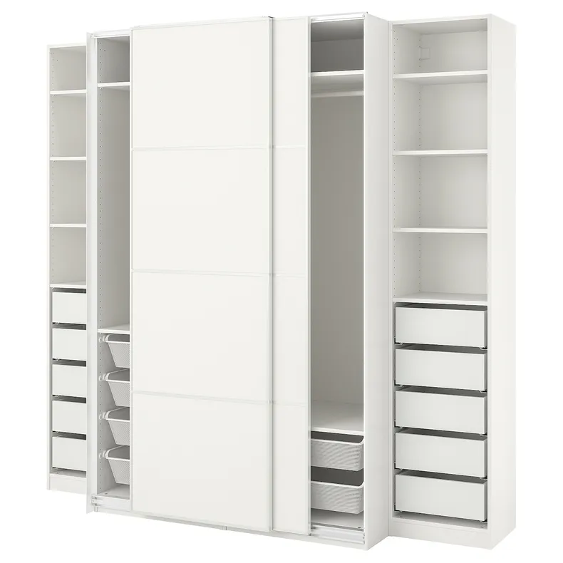 IKEA PAX ПАКС / MEHAMN МЕХАМН, гардероб, белый / 2стр белый, 250x66x236 см 194.331.93 фото №1