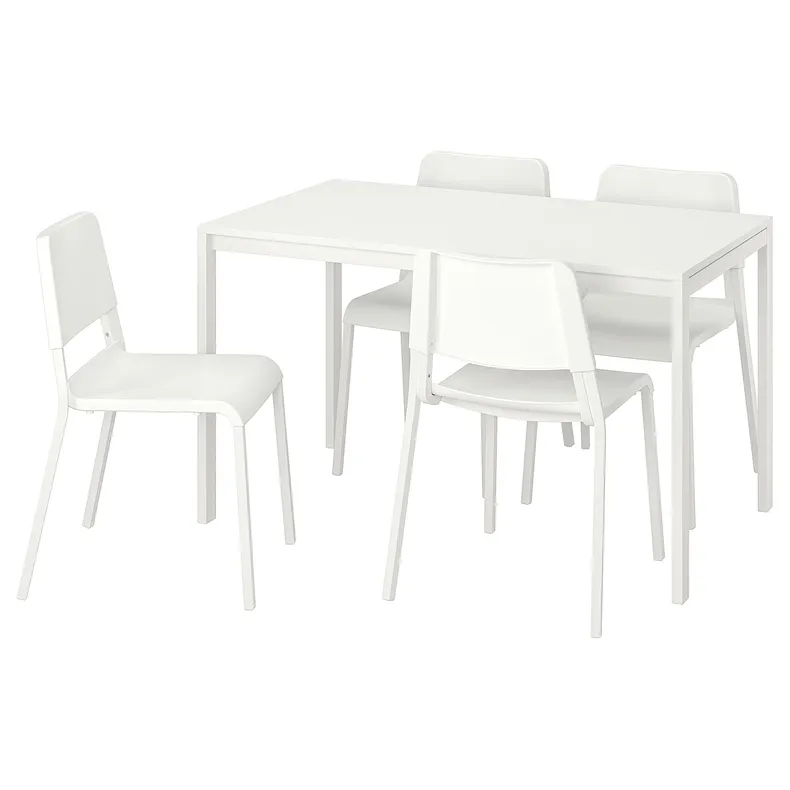 IKEA MELLTORP МЕЛЬТОРП / TEODORES ТЕОДОРЕС, стіл+4 стільці, білий, 125 см 292.212.56 фото №1