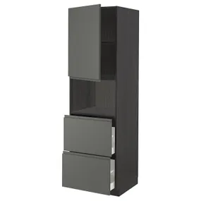 IKEA METOD МЕТОД / MAXIMERA МАКСИМЕРА, высокий шкаф д / СВЧ / дверца / 2ящика, черный / Воксторп темно-серый, 60x60x200 см 894.542.81 фото
