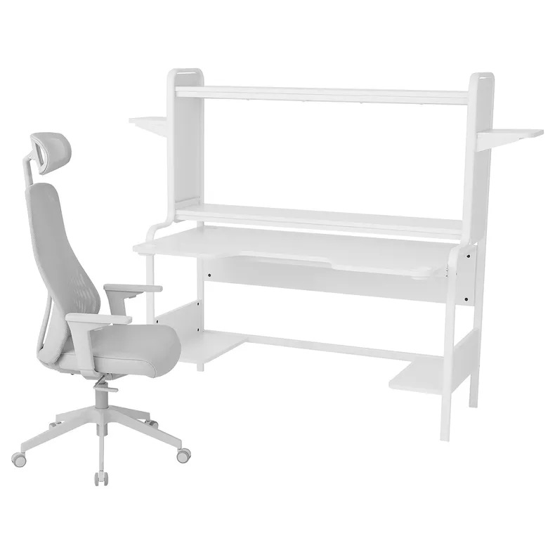 IKEA FREDDE ФРЕДДЕ / MATCHSPEL МАТЧСПЕЛЬ, геймерський стіл та крісло, білий/світло-сірий 295.374.25 фото №1