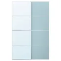 IKEA MEHAMN / AULI МЕХАМН / АУЛІ, розсувні дверцята, 2 шт., алюмінієве дзеркало 2шт / світло-блакитне дзеркало, 150x236 см 995.521.82 фото thumb №1