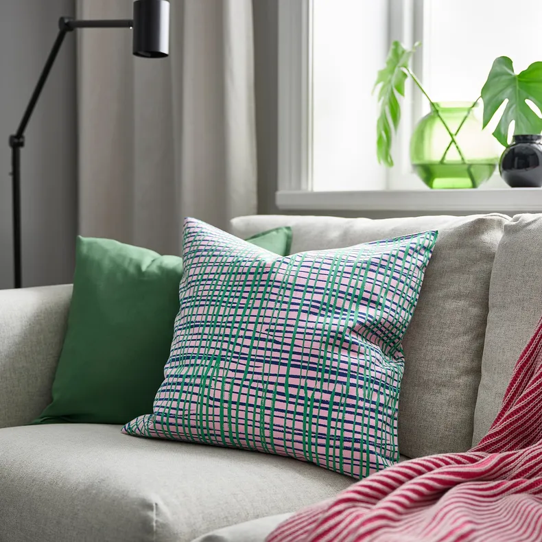 IKEA HAMNKRASSING ХАМНКРАССІНГ, чохол на подушку, рожевий/синій зелений, 50x50 см 305.827.99 фото №2