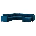 IKEA VIMLE ВІМЛЕ, чохол для кутового дивана, 5-місний, з шезлонгом/Djuparp темно-зелено-синій 794.341.56 фото thumb №2