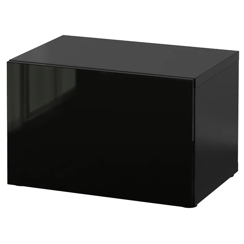 IKEA BESTÅ БЕСТО, стеллаж с дверью, черный / коричневый / сельсвикенский глянец / черный, 60x42x38 см 990.468.05 фото №1