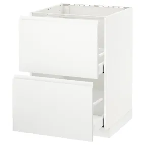 IKEA METOD МЕТОД / MAXIMERA МАКСИМЕРА, напольн шк п-мойку+2фрнт пнл / 2 ящ, белый / Воксторп матовый белый, 60x60 см 591.121.14 фото