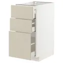 IKEA METOD МЕТОД / MAXIMERA МАКСИМЕРА, напольный шкаф с 3 ящиками, белый / гавсторпский бежевый, 40x60 см 894.266.98 фото thumb №1