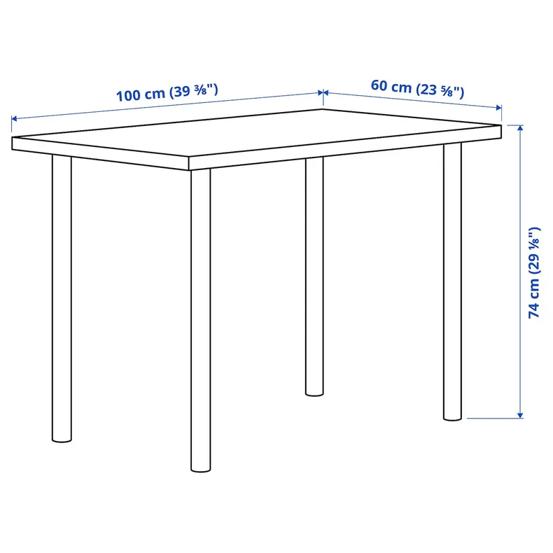 IKEA LINNMON ЛИННМОН / ADILS АДИЛЬС, стол, белый / черный, 100x60 см 099.321.77 фото №4