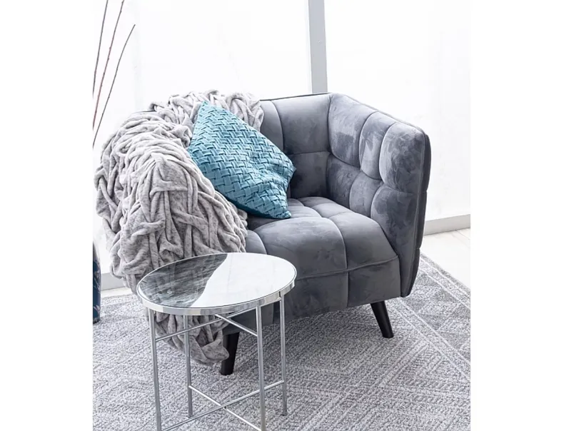 Мягкое кресло бархатное SIGNAL CASTELLO Velvet 1, Bluvel 14 - серый фото №2