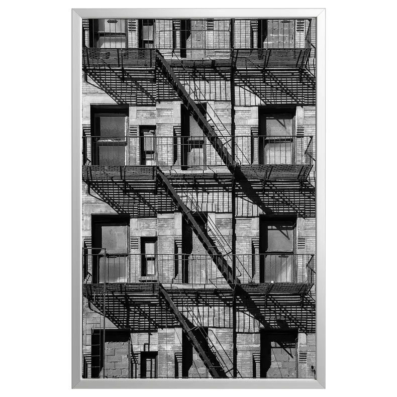 IKEA BJÖRKSTA БЬЙОРКСТА, картина з рамкою, балкони / срібло, 78x118 см 695.089.49 фото №1