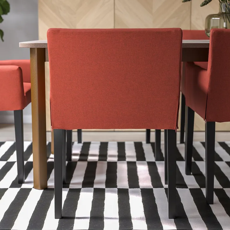 IKEA MÅRENÄS МОРЕНЭС, стул с подлокотником, черный / рыжевато-коричневый 595.143.90 фото №7