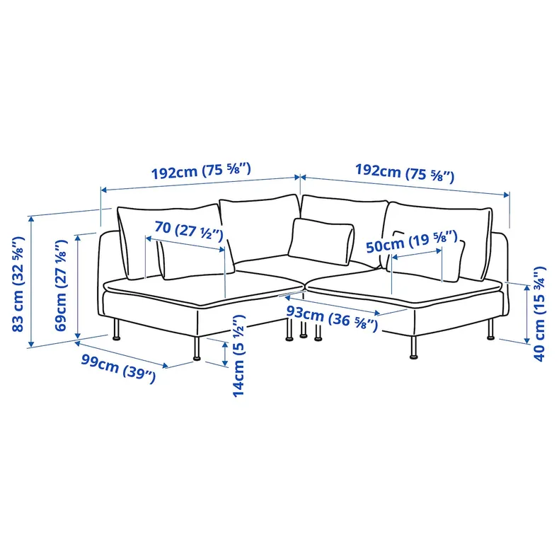 IKEA SÖDERHAMN СЕДЕРХАМН, кутовий диван, 3-місний, Тонеруд сірий 194.520.68 фото №8