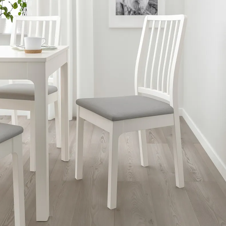 IKEA EKEDALEN ЕКЕДАЛЕН / EKEDALEN ЕКЕДАЛЕН, стіл+4 стільці, білий білий / ОРРСТА світло-сірий, 80 / 120 см 994.829.62 фото №4